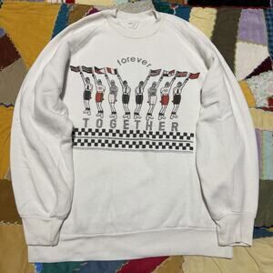 Vintage 90s Olympics Forever Together Worldy Graphic White Crewneck Large
